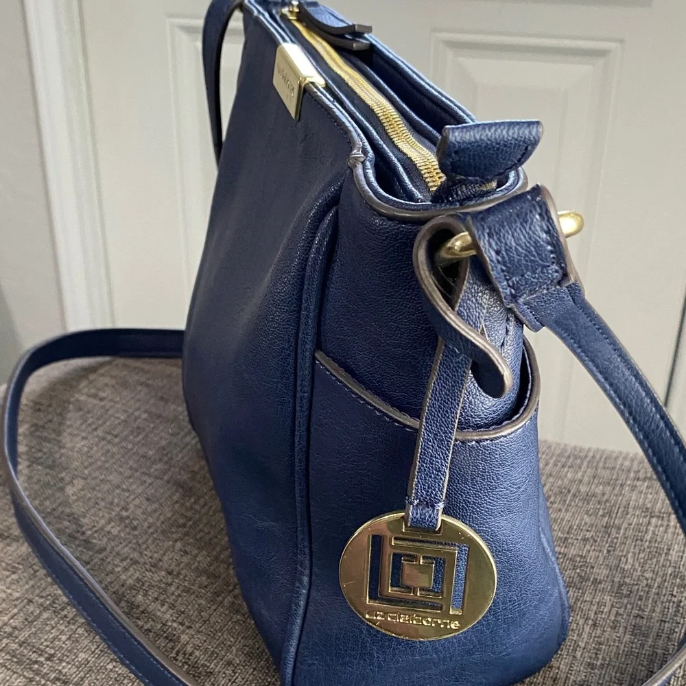 Liz Claiborne Blue Crossbody Bag with Gold Accents